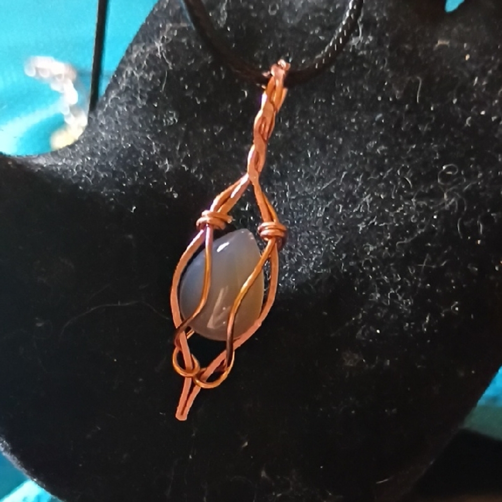 Elegant Copper Wire Wrapped Smoky Quartz Pendant Necklace